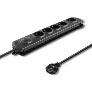 Qoltec Anti-surge bar QOLTEC 3.0M 5-SOCKETS BLACK/Modern