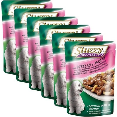Stuzzy Speciality Dog teľacie s cestovinou, 6 x 100 g