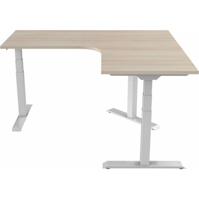 Delso Rohový výškovo nastaviteľný stôl Shaper 130 x 160 cm ľavý, agát / biela