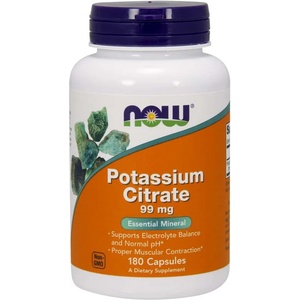 NOW NOW Potassium Citrate (калий като калиев цитрат), 99 мг, 180 растителни капсули