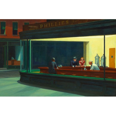 Plagát, Obraz - Nighthawks, Edward Hopper, 40 × 26.7 cm
