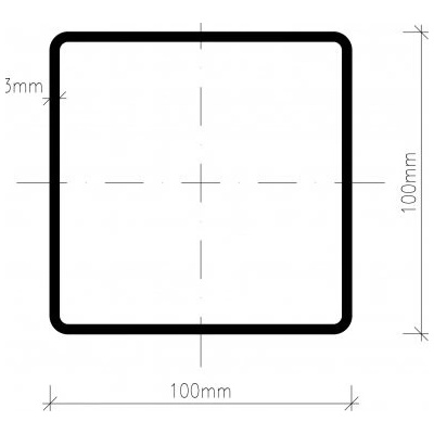 Pozinkovaný jekl 100 x 100 x 3 mm - délka 2,5 m
