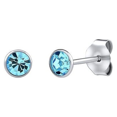 Silvego Strieborné náušnice kôstky Malia s modrými Swarovski Zirconia 4 mm ZT825044EBSW