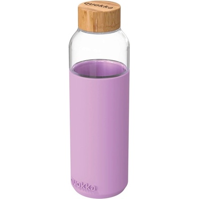 QUOKKA FLOW Sklenená fľaša so silikónovým povrchom LILAC 660ml
