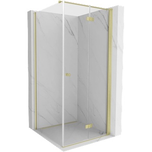 Mexen Mist-F сгъваема дясна душ кабина 90 x 90 см, прозрачна, матово злато - 8A6T-090-090-55-00-P (8A6T-090-090-55-00-P)