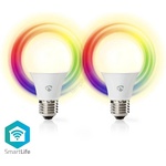 Nedis WIFILRC20E27 - Комплект от 2 бр. димируеми LED крушки RGBW E27/9W Wi-Fi 2700-6500K (NE0568)