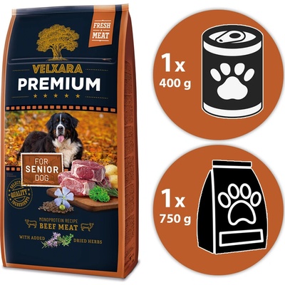Velxara Premium Dog Senior Monoprotein Beef Meat 12 kg