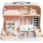 Ginger Home Детска дървена къща-куфар Ginger Home - Floral, с мебели и аксесоари (W06A651)