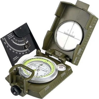 DRAGOWA Tactical DRAGOWA Тактически сгъваем водоустойчив метален компас с калъф Wally, зелен (DRG100.Green)