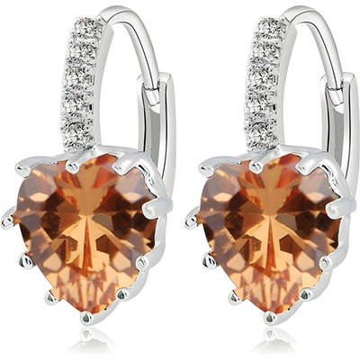 HARAHU Обеци Silver Heart - Жълта KP1558 (1558)