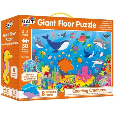 Galt Гигантски пъзел за под от 30 части Galt - Научи се да броиш с морските животни (1005371)