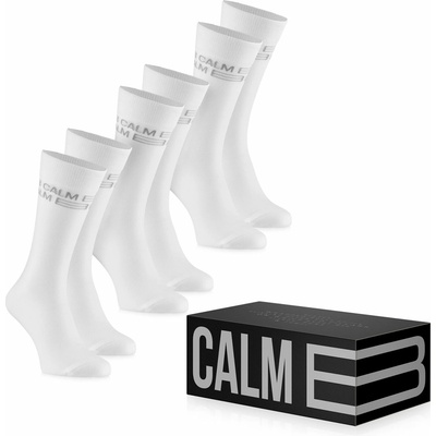Calm B DLHÉ ponožky 3-PACK BIELE