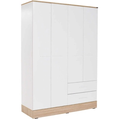 TopMebel Четирикрилен гардероб в бял - сонома цвят 137x52x198см