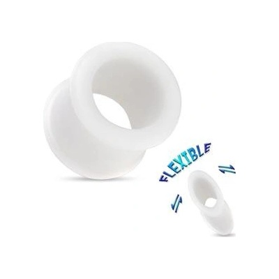 Šperky4U silikonový tunel do ucha bílý TN01033-06
