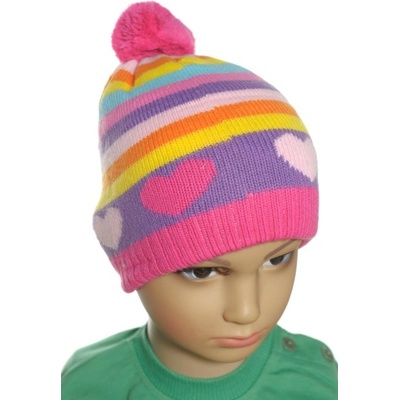 Detská čiapka pásiky a srdiečka Oranžová