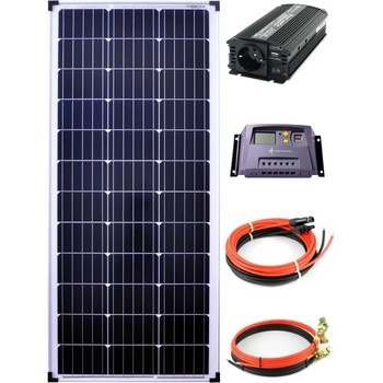 Image 1 of Solartronic Пълен комплект 1x100W, 12V 1200mm, Инвертор 600W, 10А Контролер за соларна система (SET100M-NM600-LR10Agelb)