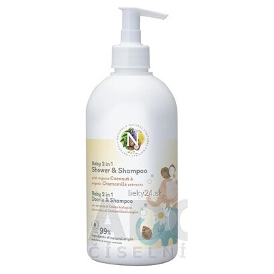 NATURAL Detský sprchový gél a šampón 2v1 kokos harmanček 500 ml