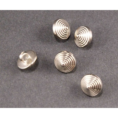 Pokovovaný gombík so spodným prišitím - kužeľ - strieborná - priemer 1,3 cm
