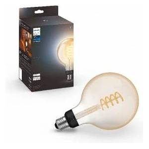 Philips White E27 Filament Large Globe Lamp, G125 550lm, warm white light, dimmable, controllable via app, compatible with Amazon Alexa (Echo, Echo Dot), pack of 1 - 929003052101