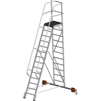 KRAUSE Сгъваема едностранна платформена стълба Krause, Vario Compact, 14 стъпала, основа 2070 м (10833372) (10833372)