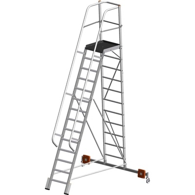 KRAUSE Сгъваема едностранна платформена стълба Krause, Vario Compact, 14 стъпала, основа 2070 м (10833372) (10833372)