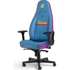 Noblechairs Геймърски стол noblechairs ICON Fallout Nuka-Cola Quantum Edition, до 150kg, изкуствена кожа, алуминиева основа, регулируеми подлакътници, регулируема облегалка, лумбална опора, син (ICN-PU-NCQ)