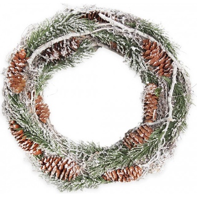 Věneček natural zasněžený - 30 cm