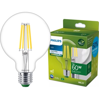 Philips Globe LED žárovka E27 G95 4W = 60W 840 lm 4000K denní bílá vlákno Ultra Efficient