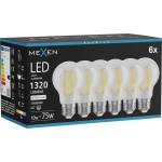 Mexen Vintis 6x LED филамент крушка E27, A60, 10W, неутрална - 4000K, 1320 lm, прозрачна (L150-E27-1040-00x06)
