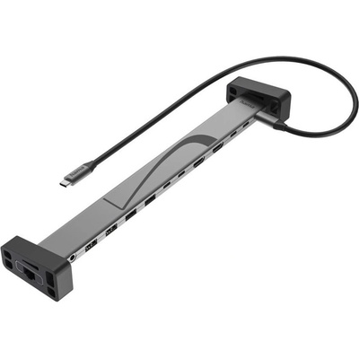Hama Докинг станция Hama Connect2Office Work, от USB-C към 1x USB-C(PD), 3x USB-C, 4x USB-A, 2x HDMI, 1x AUX, 1x RJ45, сива (HAMA-200149)