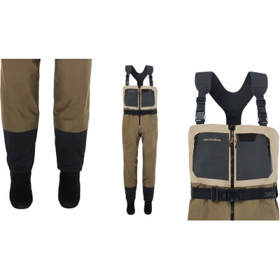 Grundéns Prsačky Men´s Boundary Zip Stockingfoot Wader Stone Otter