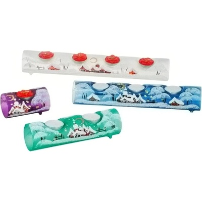 DT GLASS Trubicový svícen na 3 svíčky malovaný modrá
