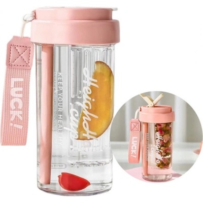 Livefy pohár so slamkou Simple ružový 600 ml