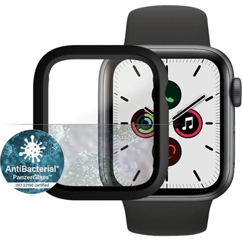 Image 1 of Panzer Стъклен протектор за часовник със силиконова рамка PanzerGlass за Apple watch Series 4/5/6/SE 40mm, AntiBacterial- Черна рамка, 118441