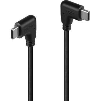 Lindy LNY-32009 : : Кабел USB 2.0, USB-C към USB-C, M-M, 2x 90° под ъгъл, десен, черен, 1.0 м (LNY-32009)