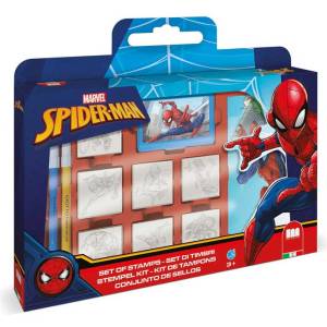 Multiprint Комплект за творчество Spiderman със 7 печата, 3 флумастера и бележник за рисунки