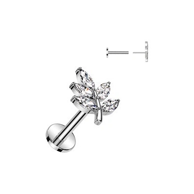 Šperky4U piercing do brady větvička PUSH IN labreta LB1124