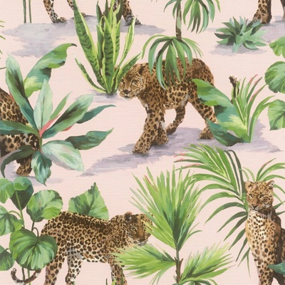 Rasch Samolepicí tapeta na zeď, tropická oáza s leopardem, 0,53 x 6,00 m