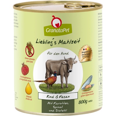 GranataPet 24х800г Adult Liebling's Mahlzeit GranataPet, консервирана храна за кучета - говеждо месо и фазан