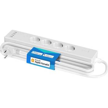 Meross Smart WiFi Power Strip 4 AC And 4 USB-A Ports (HomeKit) - смарт WiFi разклонител с 4 гнезда и 4 USB-A изхода за Android и iOS (бял)