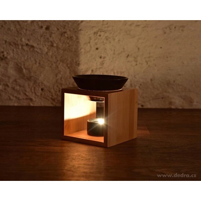 Dedra aroma lampa na bambusovém stojanu černá keramika & přírodní elegance – Sleviste.cz