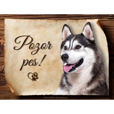 Sport hobby Cedulka Husky III Pozor pes CP1574 20 x 15 cm