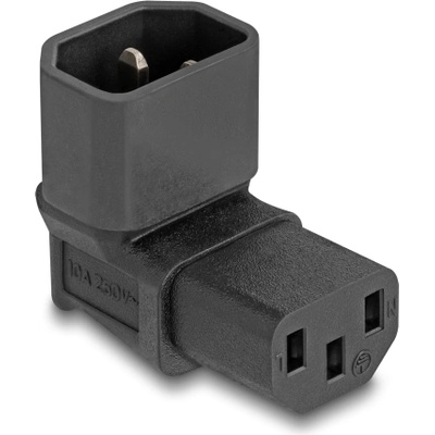 Delock Захранващ адаптер IEC 60320 - C14 - C13, мъжки / женски, 10 A, огънат на 90