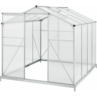 Juskys Hliníkový skleník včetně základů 21044 s dvojitými stěnovými panely a světlíkem 190 x 253 cm