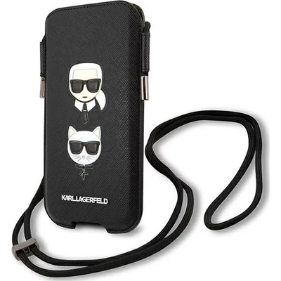 Púzdro Karl Lagerfeld Bag hardcase Saffiano Ikonik Karl&Choupette Head čierne
