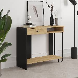 TopMebel Конзола Sirius TopMebel меламин - метал в сапфирен дъб - копринено черен цвят 100x35x79cm