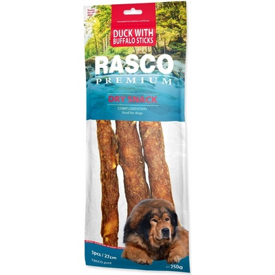 Rasco Premium byvolia koža obalená kačacím mäsom tyčinky 3x 250 g