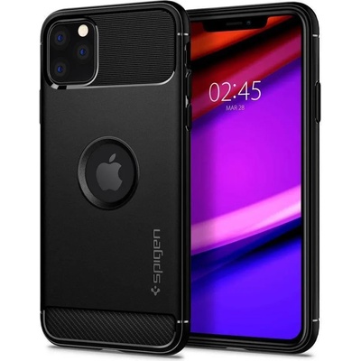 Spigen Противоударен Силиконов Калъф за iPhone 11 Pro, Spigen Rugged Armor Case, Черен (075CS27231)