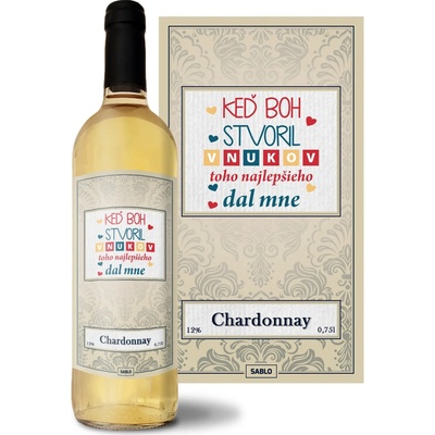 Sablio Keď Boh stvoril vnukov Chardonnay biele suché víno 12 % 0,75 l (čistá fľaša)