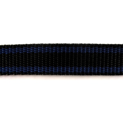 Polypropylénový popruh - čierny s modrými pruhmi - šírka 2 cm